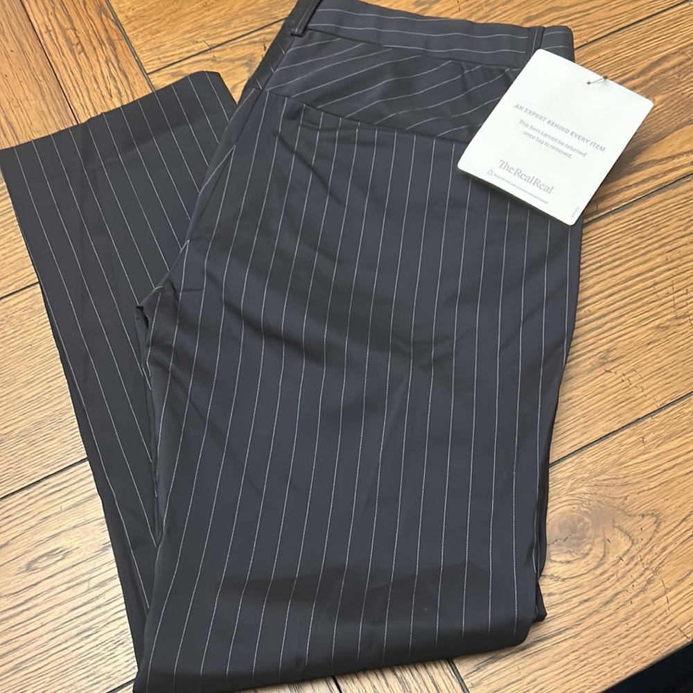 Sportmax women’s pants, black with white narrow pinstripe